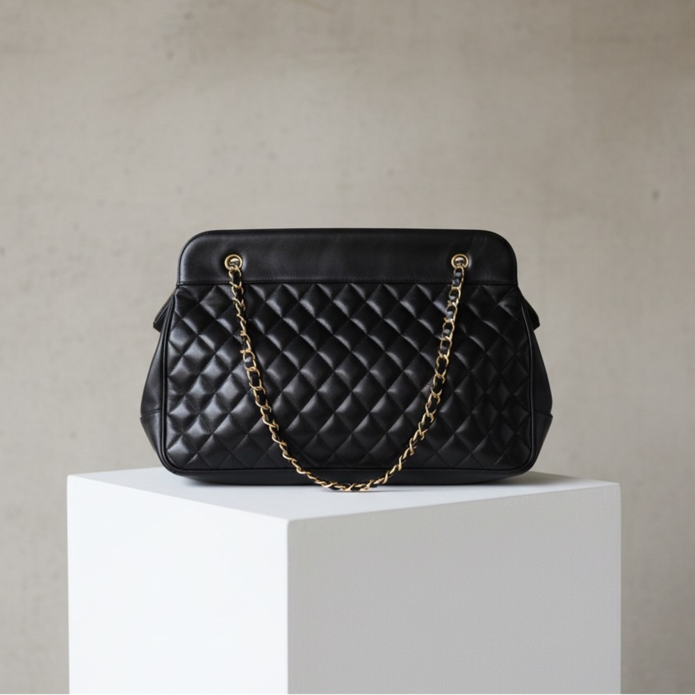 Chanel Quilted Matelasse Navy CC Chain